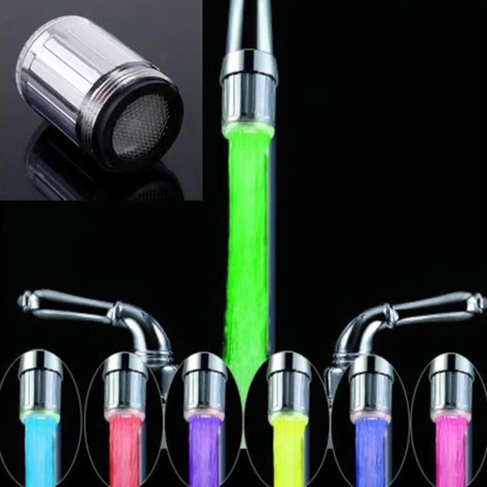 7-Color LED Color Change Faucet Change Automatically LED Faucet Head Glow Stream Light Faucet Aerator Tap For Kitchen Bathroom