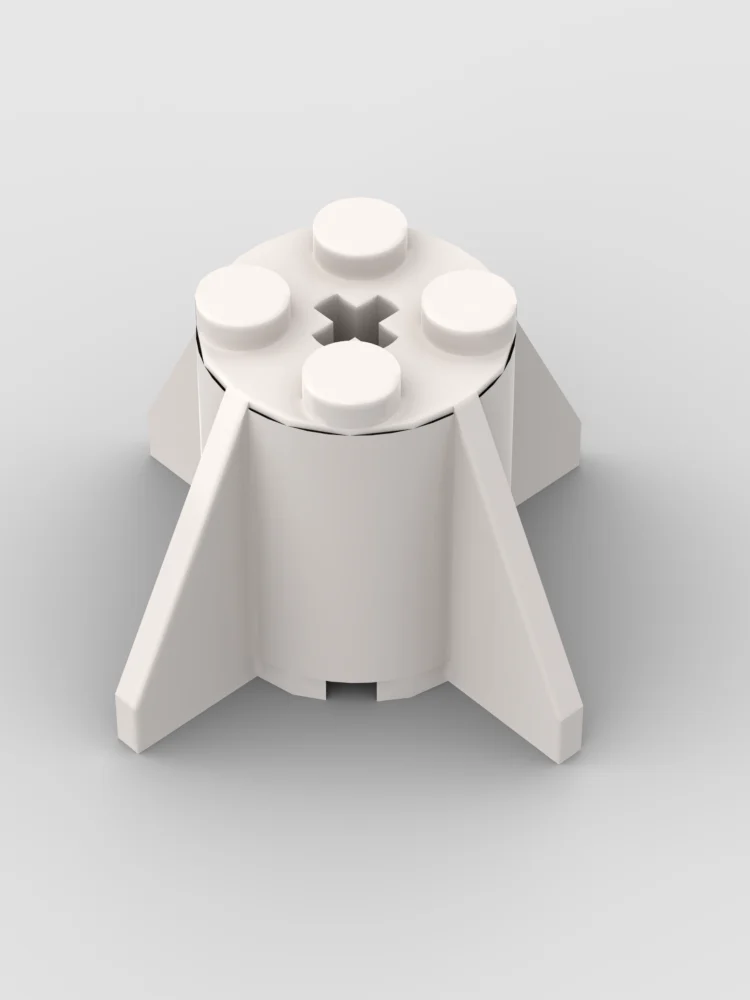White Small Particle Building Block Toy Accessories 4591 Brick Round 2 X 2 X 2 with Axle Hole and Fins Size: 4x4x2.6 in Stud