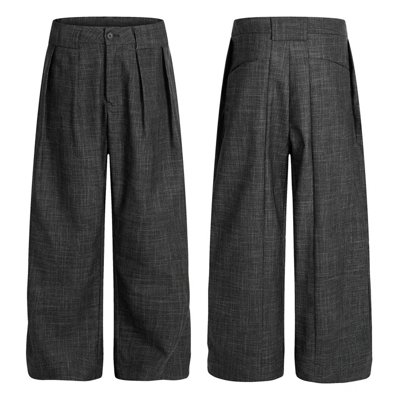 

Плиссированные дизайнерские брюки, мужская уличная одежда, модные винтажные свободные повседневные широкие мешковатые брюки, брюки