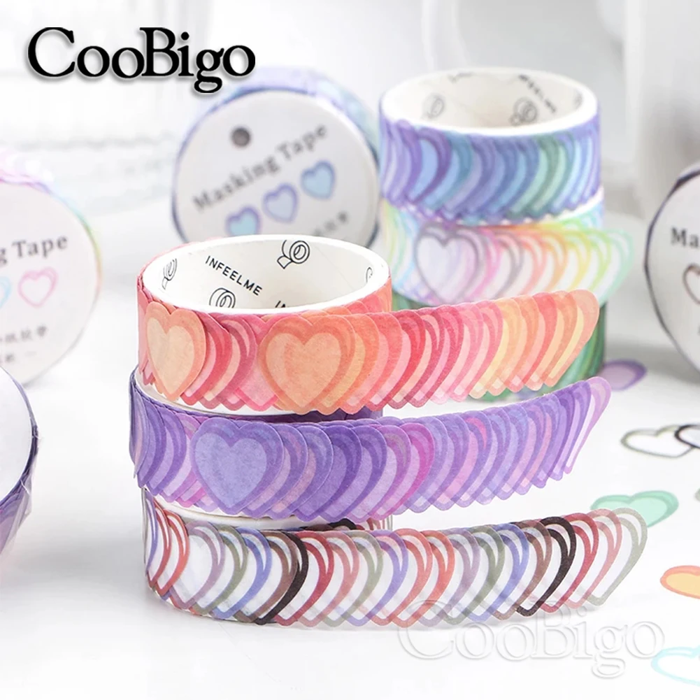 

100Pcs/Roll Love Poem Series Decoration Heart Shaped Washi Masking Tape Sticker Labbel Scrapbooking Stationary School Supplies