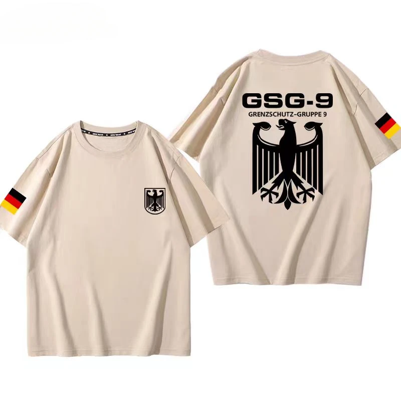 الصيف الألمانية GSG9 القوات الخاصة الطرفية تي شيرت Y2K الألمانية زي قتال موحد الحدود تي شيرت مطبوع #4