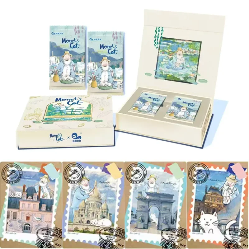 QIMAN Monet’s Cat Cards Roaming Through The World Anime Collection Cards Mistery Box Board Games Toys Birthday Gifts for Kids