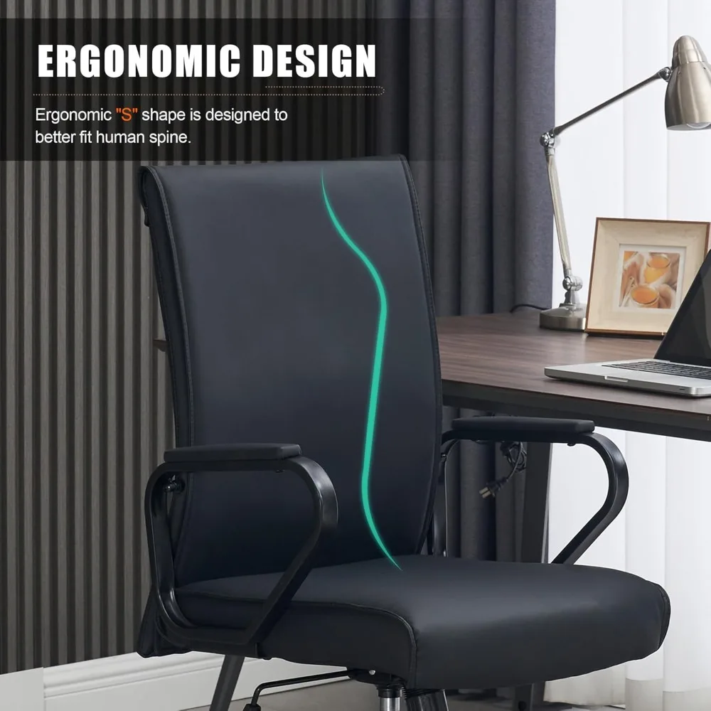 Office Desk Chair, Ergonomic Leather Modern Conference Room Chairs, Executive Height Adjustable Swivel Rolling Chair for