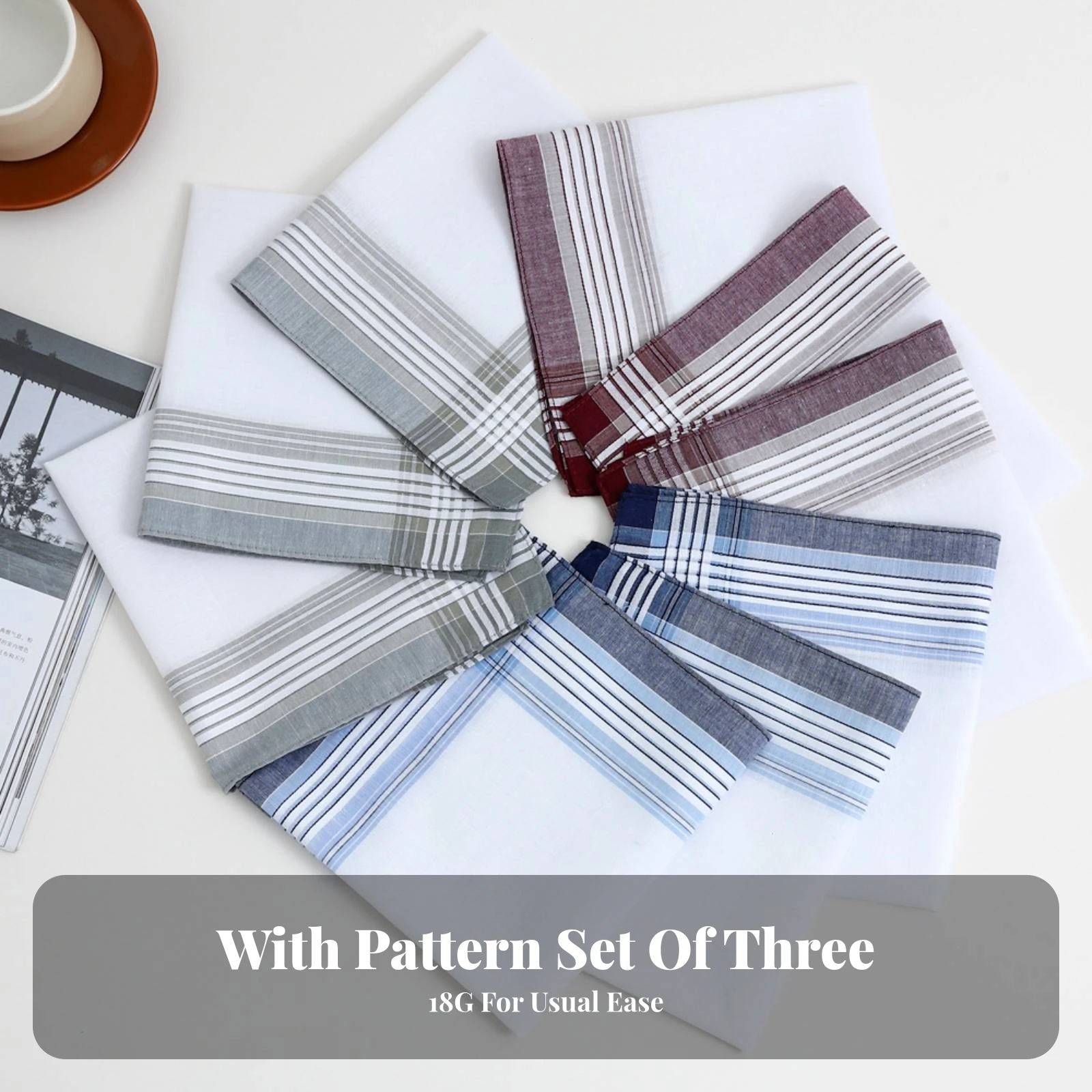 3 Pieces Woven Plaid Handkerchief Lightweight Plaid Pocket Square Check Pocket Square Absorbent Hankie Long-Lasting