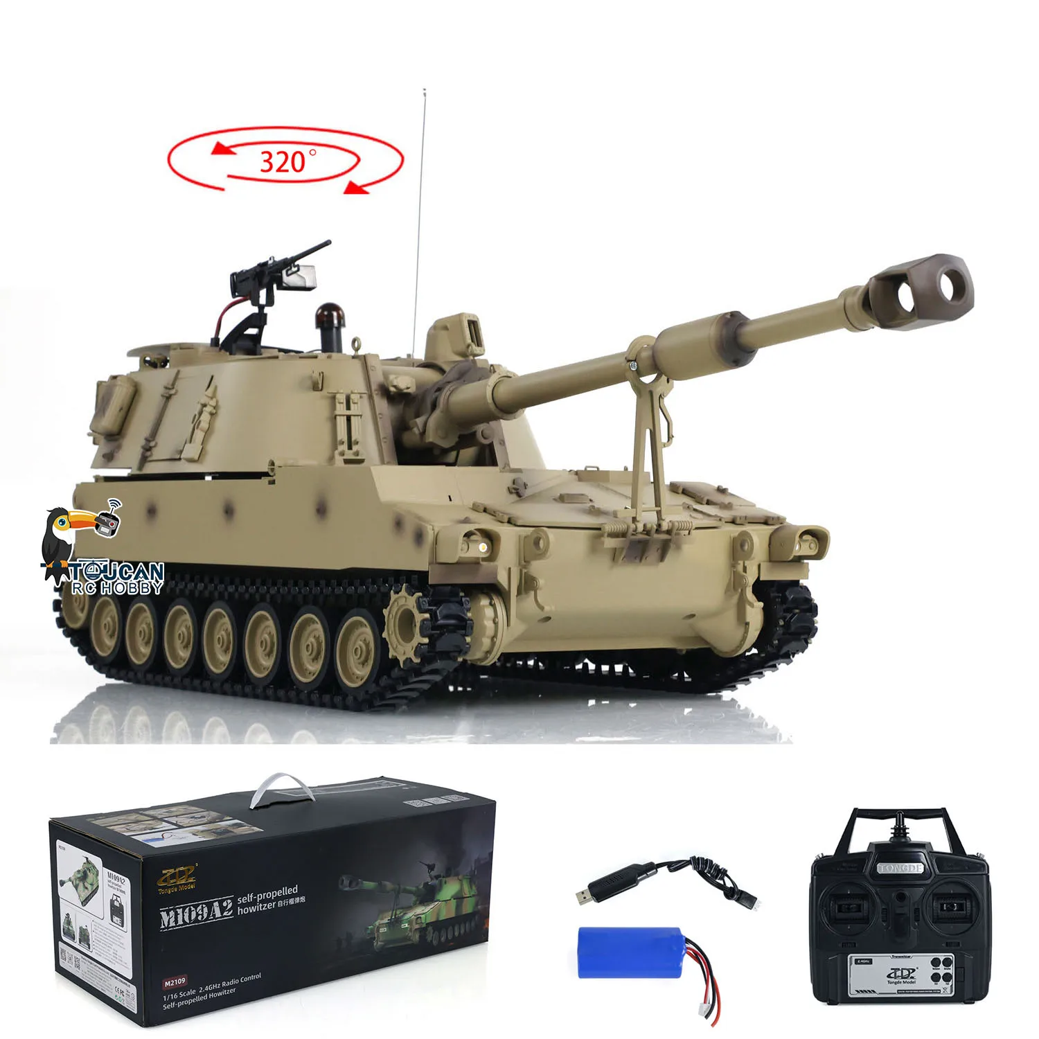 1/16 plástico tongde m109a2 obus autopropulsado rc tanque rtr infravermelho bb barril recuo modelo de batalha de controle remoto