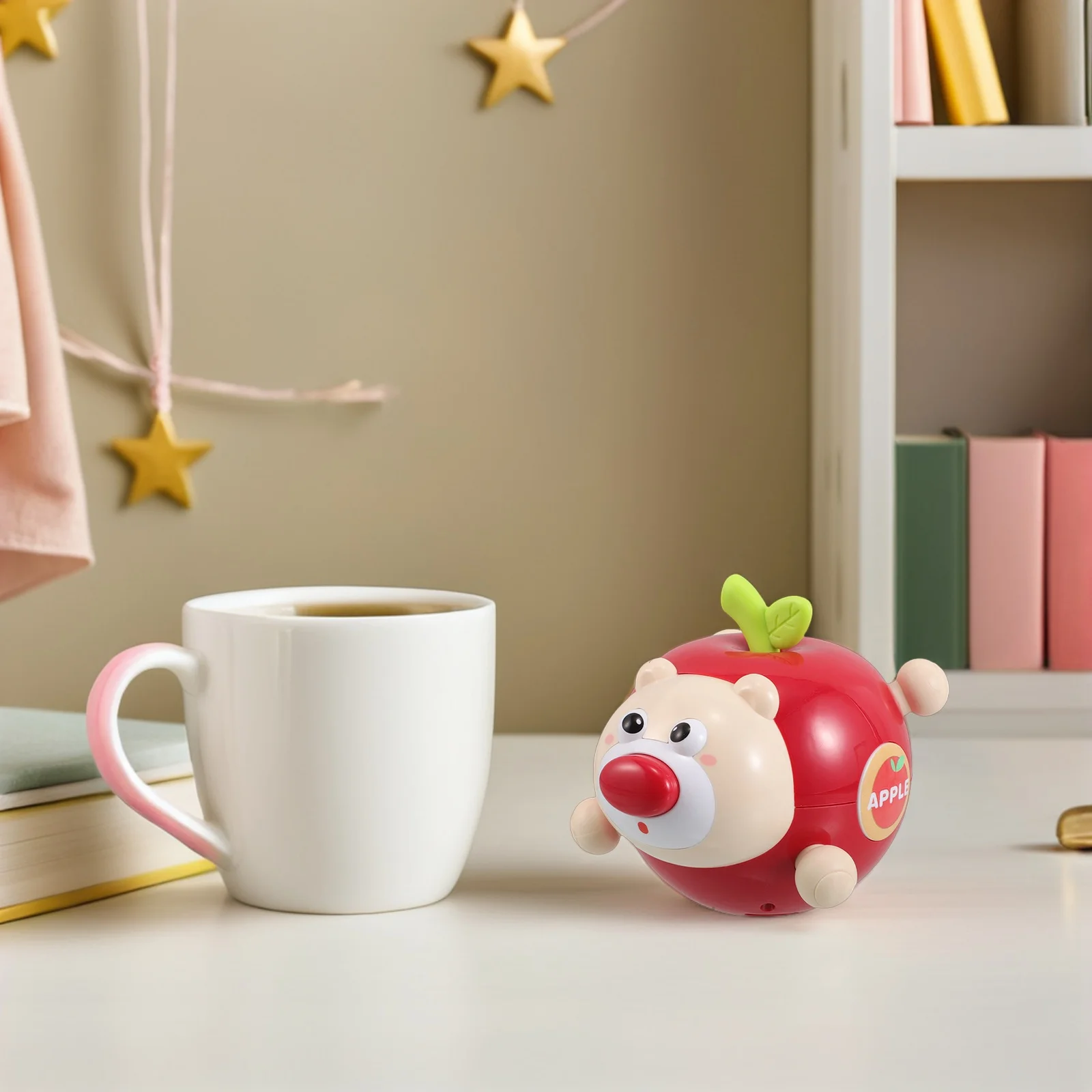 Baby Wackeln Säuglingssensorisches Zahnen Sicherer kaubarer Apfelform Bunter Becher für die Handkoordination der Gehirnentwicklung