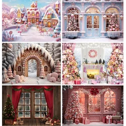 SHENGYONGBAO Christmas Day Snowman Photography Backdrop Props Family Birthday Party Candy New Year Photo Background SS-01