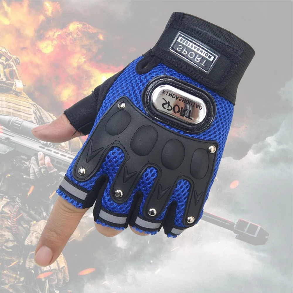 Half-Finger Tactical Gloves for Men Breathable Fingerless Leather Cycling Fitness Biker Motorcycle Gym Gloves Men