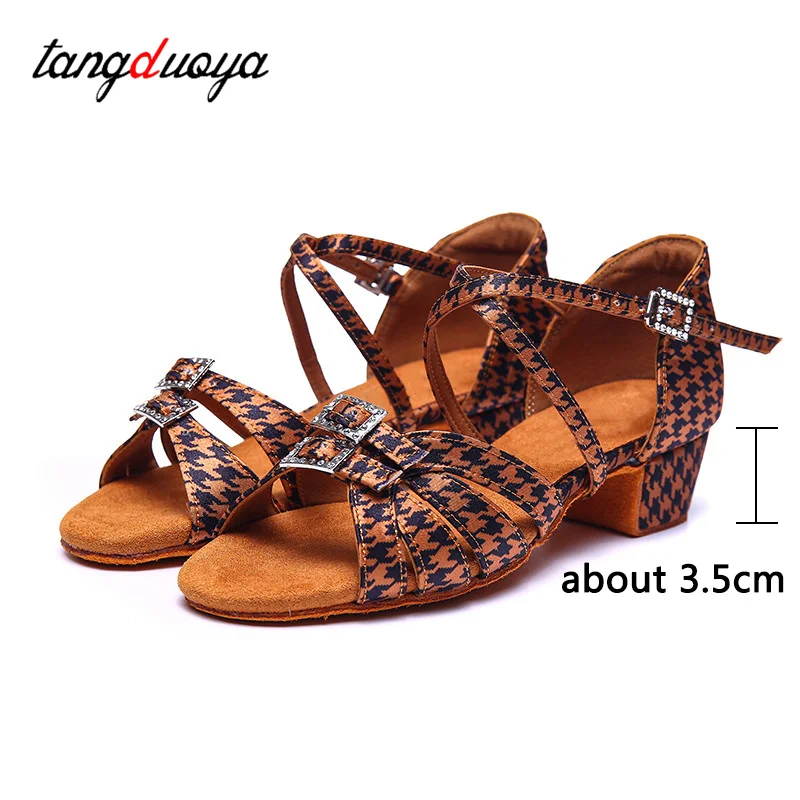 Zapatos de baile latino para niños y niñas, zapatos de baile de salón blancos, leopardo, Tango, suela suave, jazz, práctica de baile s