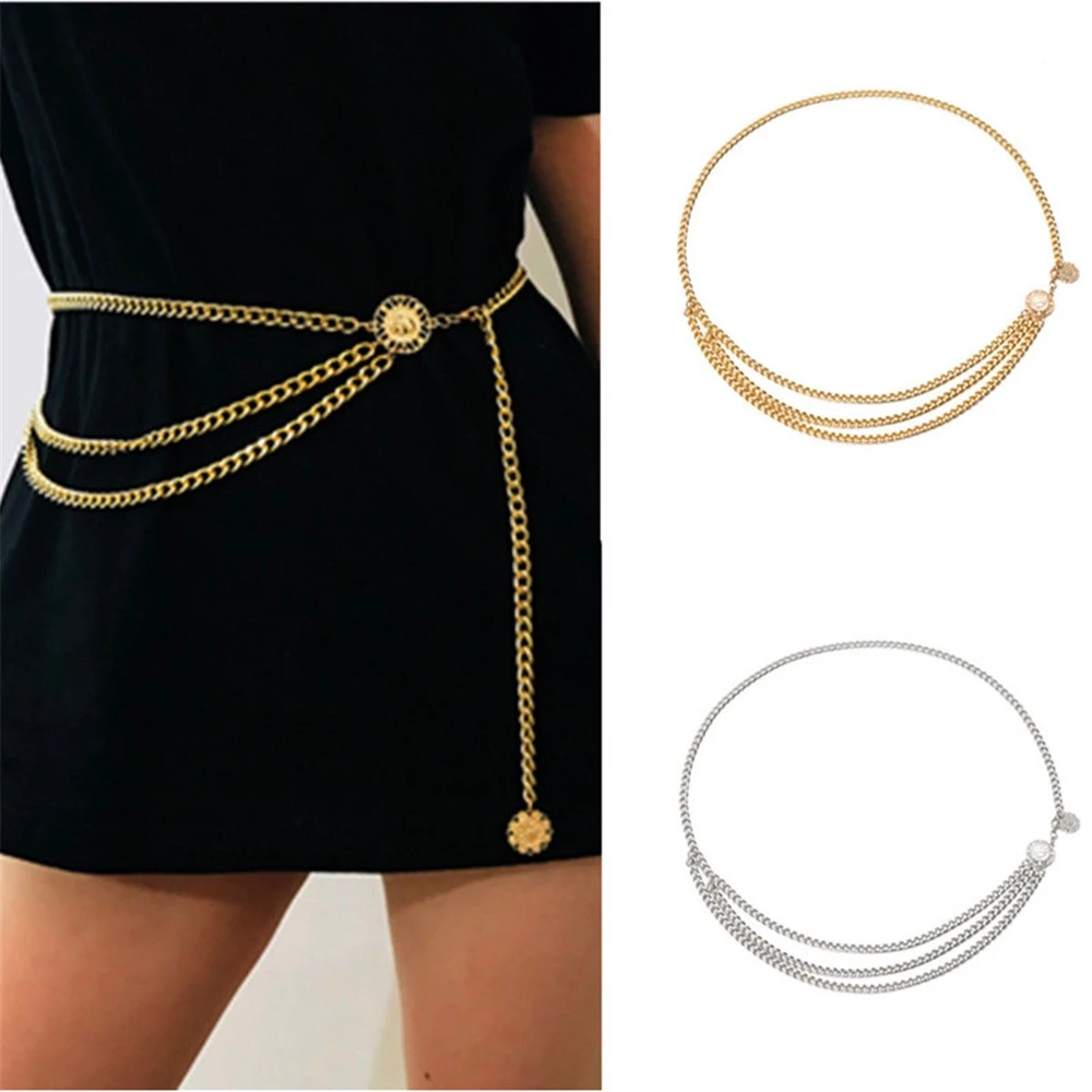 Fashion Alloy Multilayer Body Chain For Women Retro Tassel Pendant Waist Belly Belt Chain Women\'s Waistbands Body Jewelry