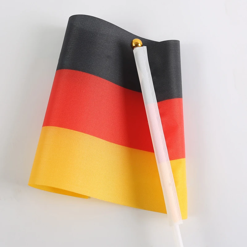 

aerlxemrbrae 100pcs/lot German flag 14 * 21 CM. polyester flag.hand waving flags. germany flag Home Decoration