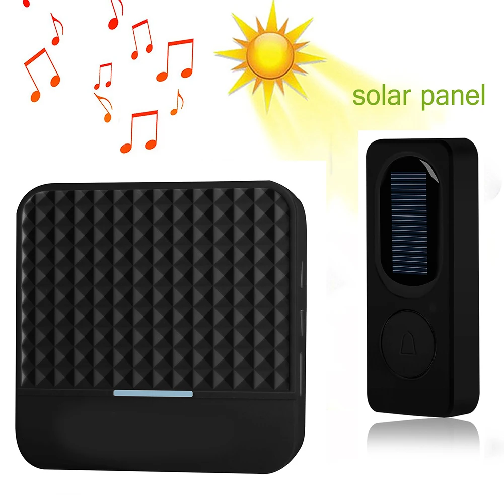 Solar Powered Wireless For Smart Music Doorbell 300m Range IP65 Waterproof ABS Metal For Home Villa For Hotel Easy Install