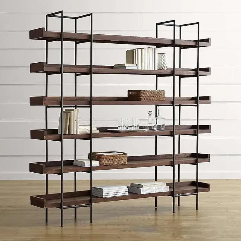 American Style Floor to Ceiling Solid Wood Shelves Multi Layer Display Rack for Study Living Room Household Sundries Storage