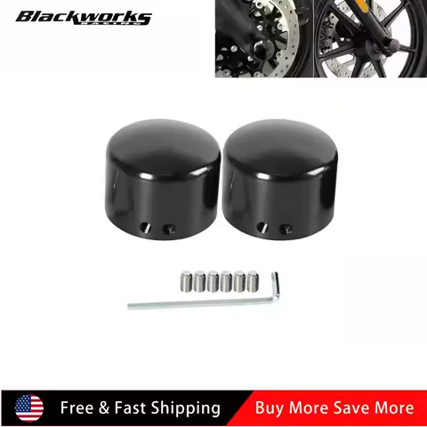A Pair Front Axle Nut Covers&nbsp;Motorcycle Adjustable Front Cap for Harley Sportster 883 1200 Dyna VRSCA V Rod 02-06 CVO Softail
