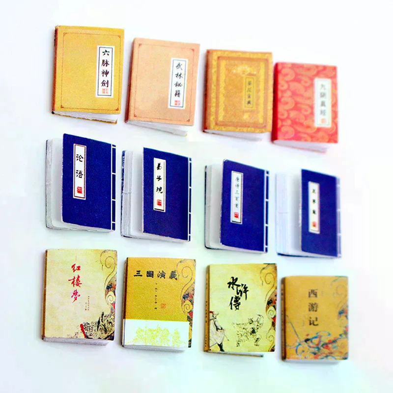 4Pcs/Set Mini The Four Great Classical Novels Book Model For Dollhouse Accessories Study Decoration Miniature Doll House Items