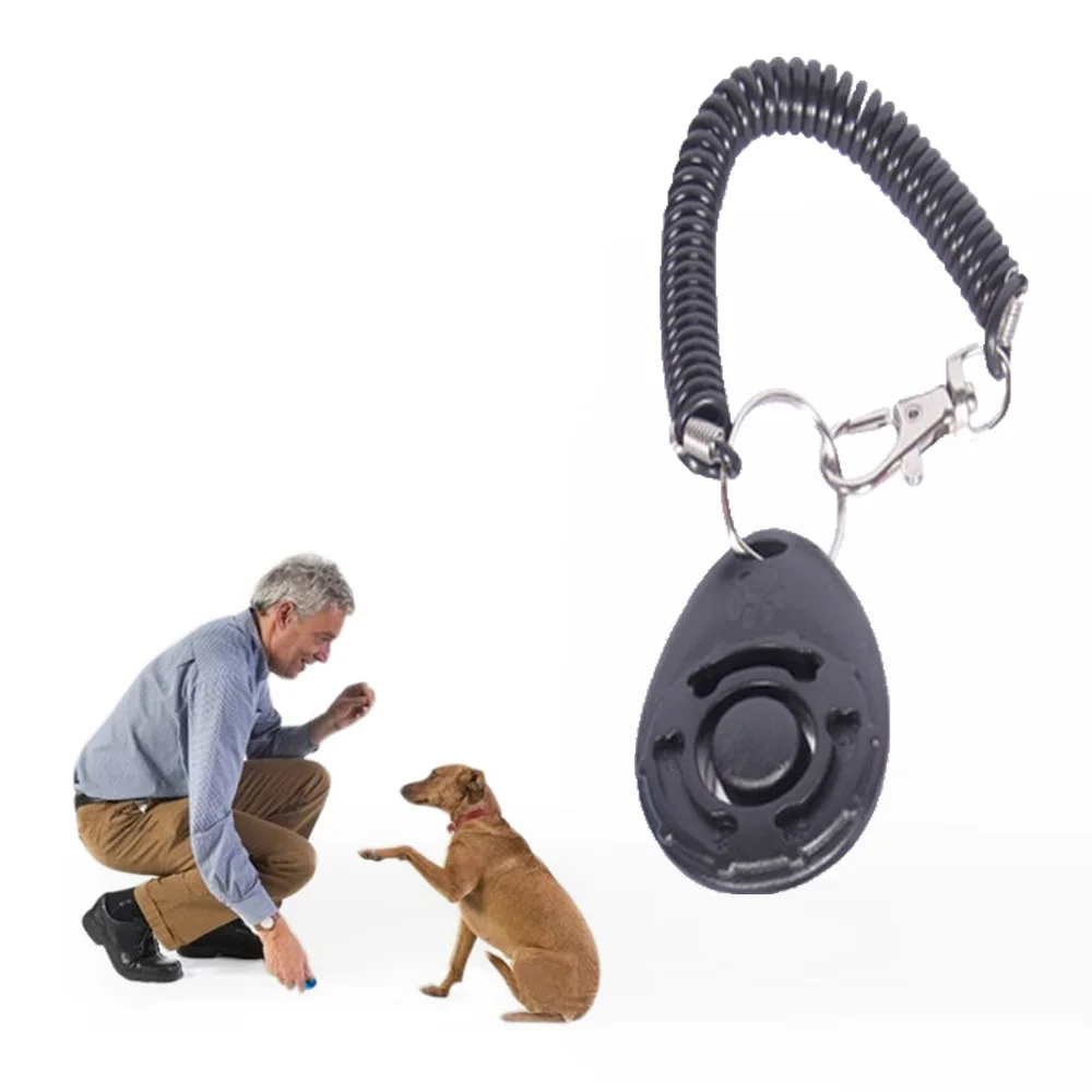 1Pcs Dog Training Clicker Oval Shape Pet Cat Dog Click Trainer Multi-color Aid Adjustable WristStrap Sound Key Chain Accessories