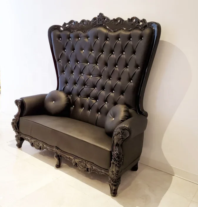 

Black luxury beauty salon furniture queen throne waiting sofa