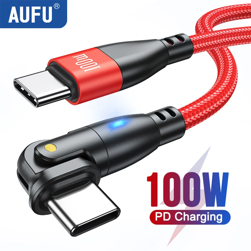 AUFU-Cable USB tipo C a tipo C, Cable de carga rápida PD100W, 60W, para Samsung, Huawei, Xiaomi, Macbook, portátil, Cable de carga 3M