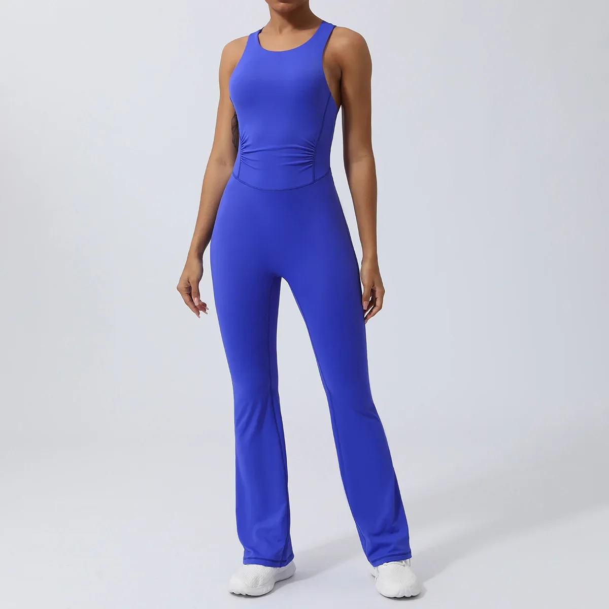 

Seamless Yoga Jumpsuits Sports Fitness Peach Hip-lifting Tight Flared Pants Backless One-piece Workout Gym Tracksuits for Women