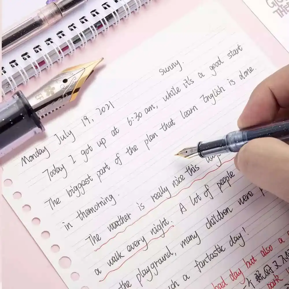 Sakura Fountain Pen Set With Replaceable Ink Cartridges For Elementary School Students