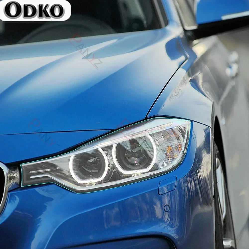 

2 Pcs For BMW 3 Series F30 F31 G20 G21 F34 GT Car Headlight Protective Film Headlamp Transparent Black TPU Protective