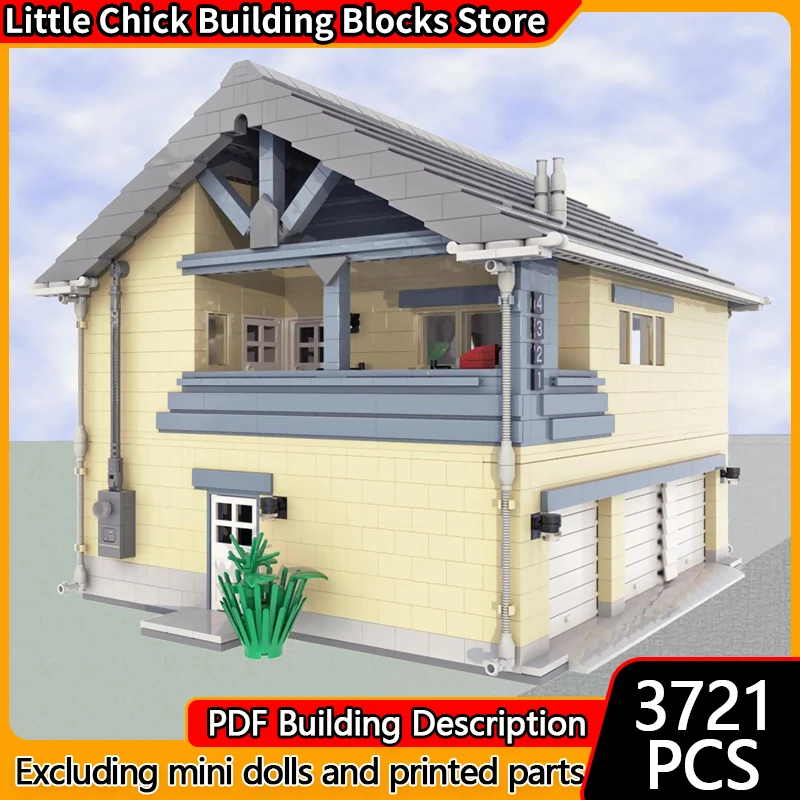 

City Street View Model MOC Building Bricks Dwelling Over Garage Modular Technology Children Holiday Gifts Assemble Toys Suit