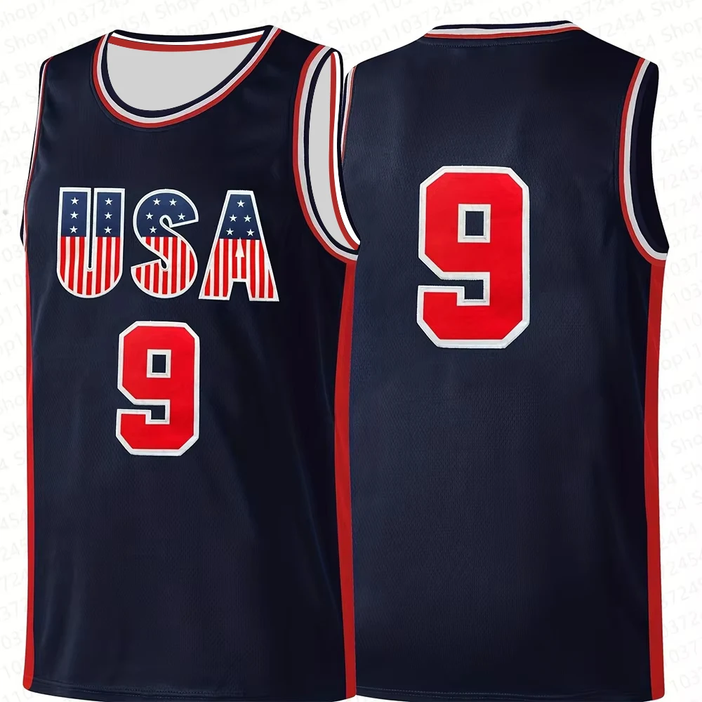 

Men's Basketball Jersey NO.9Tank Top Sweatshirt Boys Summer Sleeveless T-shirt USA Team Men's Jersey Breathable Men's Clothing