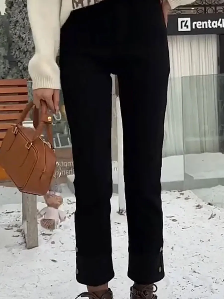 

Джинсы больших размеров с эластичной подкладкой, прямые джинсы с высокой талией, женские осенне-зимние утягивающие узкие брюки-трубы, повседневные хлопковые брюки...