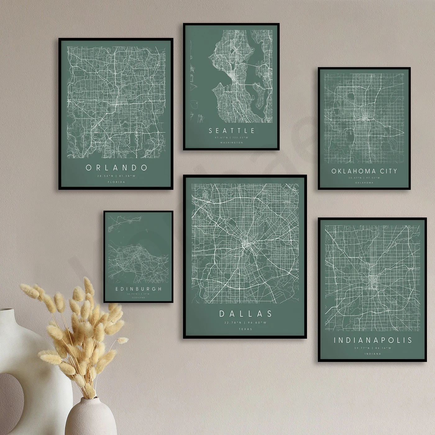 Dallas Edinburgh Melbourne Colorado Springs Jacksonville Memphis Las Vegas Seattle Orlando Ottawa. Cities Street Map Poster