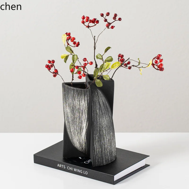

ZML Handmade Vintage Ceramic Vase Distressed Flower Pot Home Decor Ornament