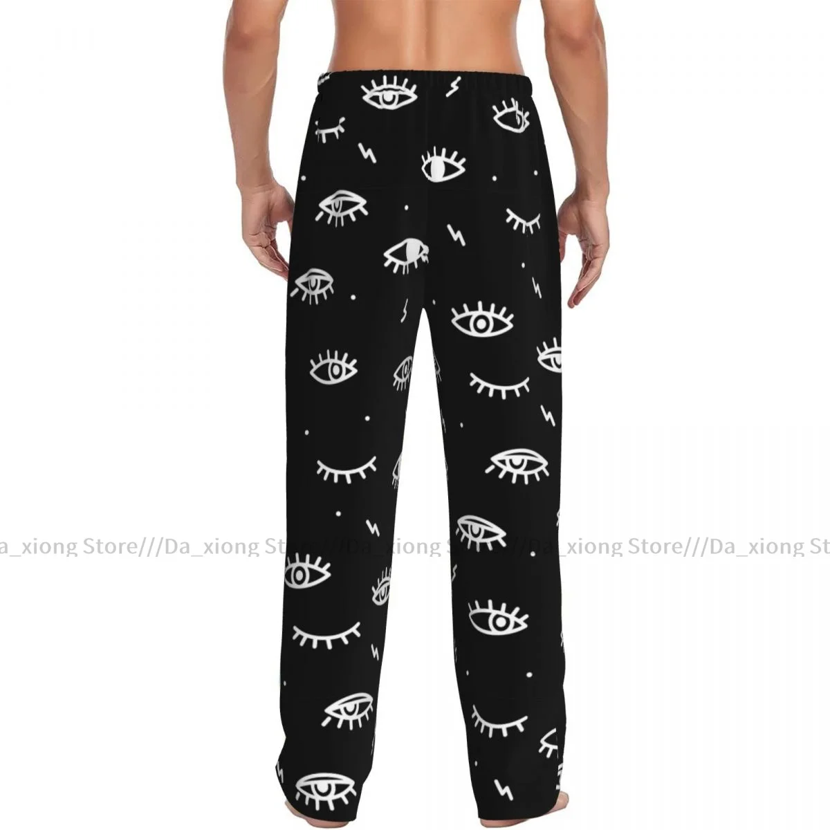 Psychedelic Eyes Black And White Print Mens Pajamas Pyjamas Pants Lounge Pants Sleep Bottoms