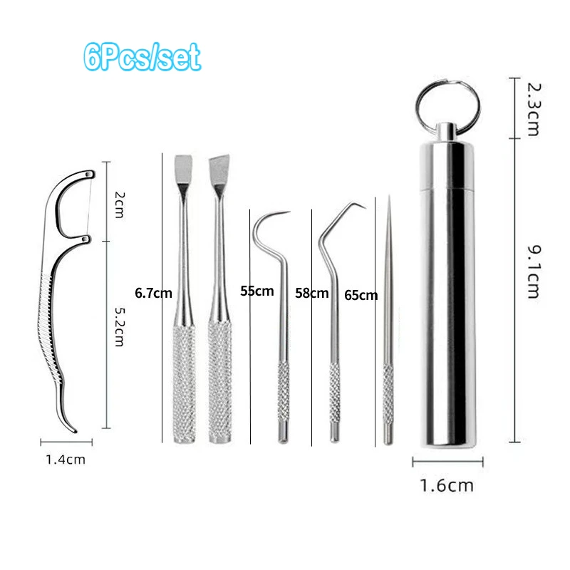 

10Sets Stainless Steel Toothpicks Pocket Set, Portable Floss Pick Reusable Metal Toothpicks Tooth Cleaning Kit