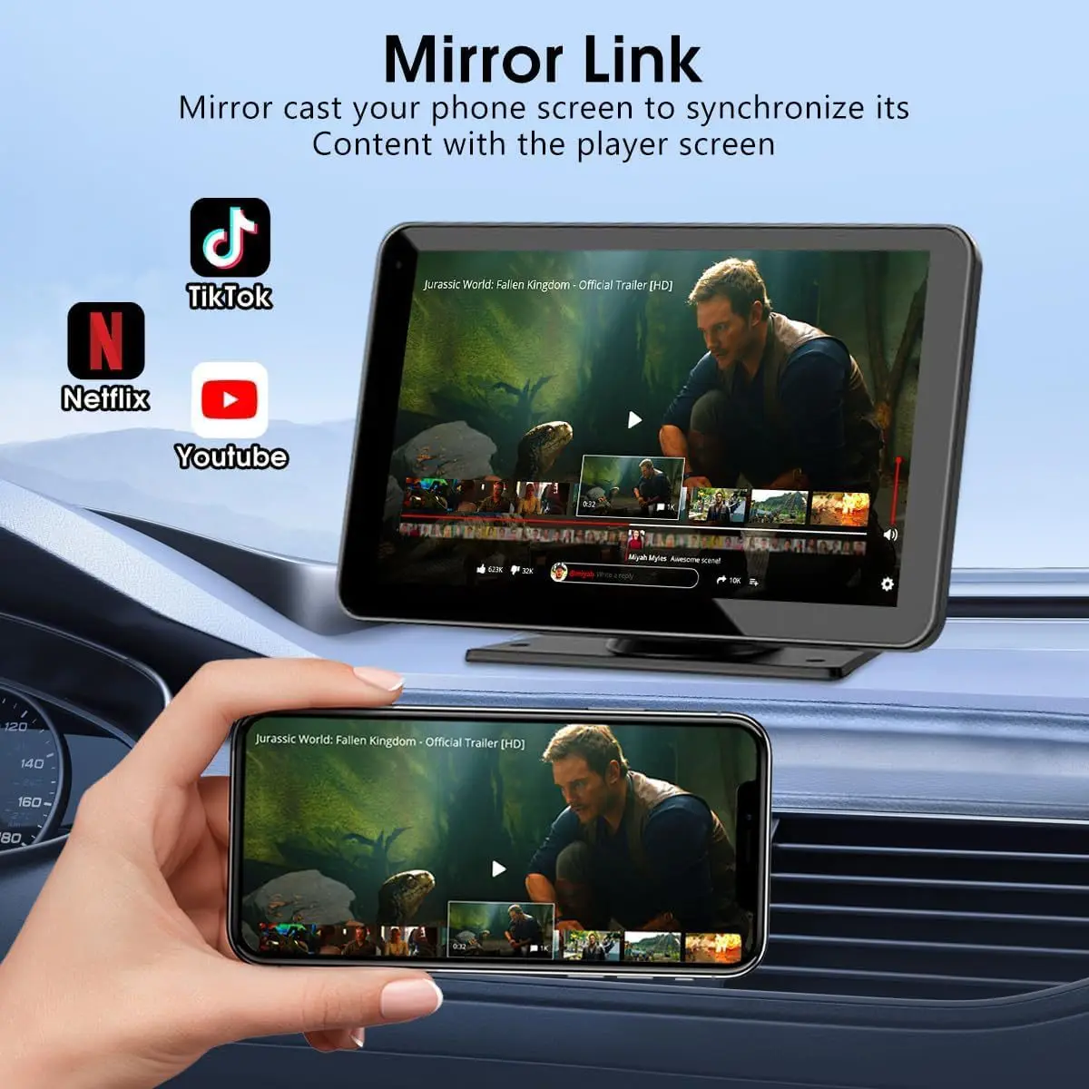 Universal 7 Inch Multimedia Car Screen Wireless CarPlay Android Auto Car Navigation WIFI BT Portable Digital FM Radio KowanKit