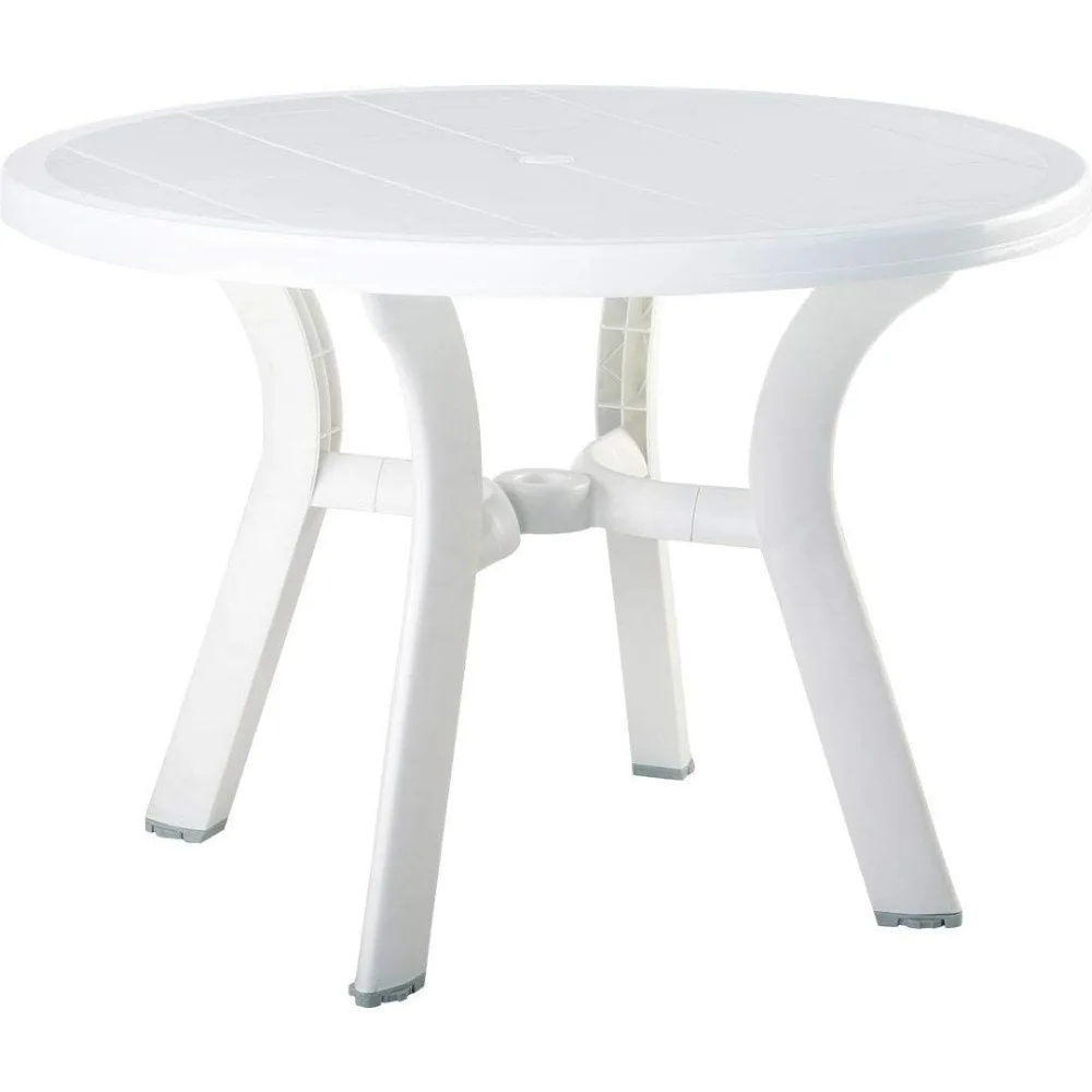 42 inch circular resin outdoor table, white, commercial grade