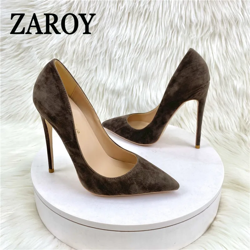 【Outlet Clearance】Suede leather pumps  Autumn New thin heels and pointed professional single shoes shallow mouth office shoes