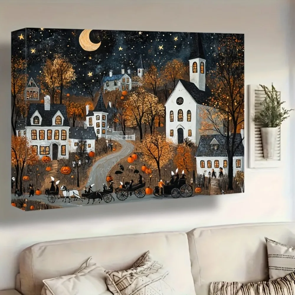 1.5 inch solid wood picture frame,lovely town Halloween celebration picture decoration, suitable for parties,interior decoration