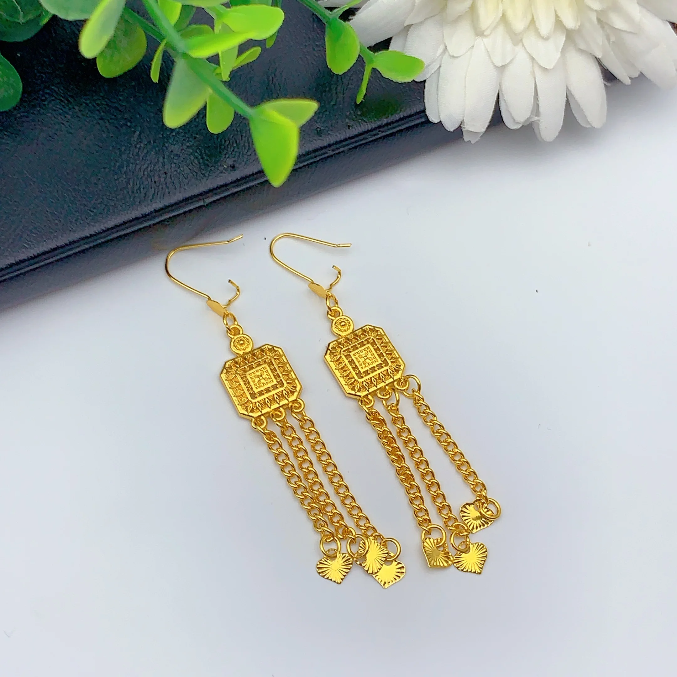 ANIID Dubai Lange Halskette, Ohrringe, Schmuckset für Frauen, indische Quaste, goldfarben, nigerianischer afrikanischer Schmuck, Partygeschenke – Detail 4