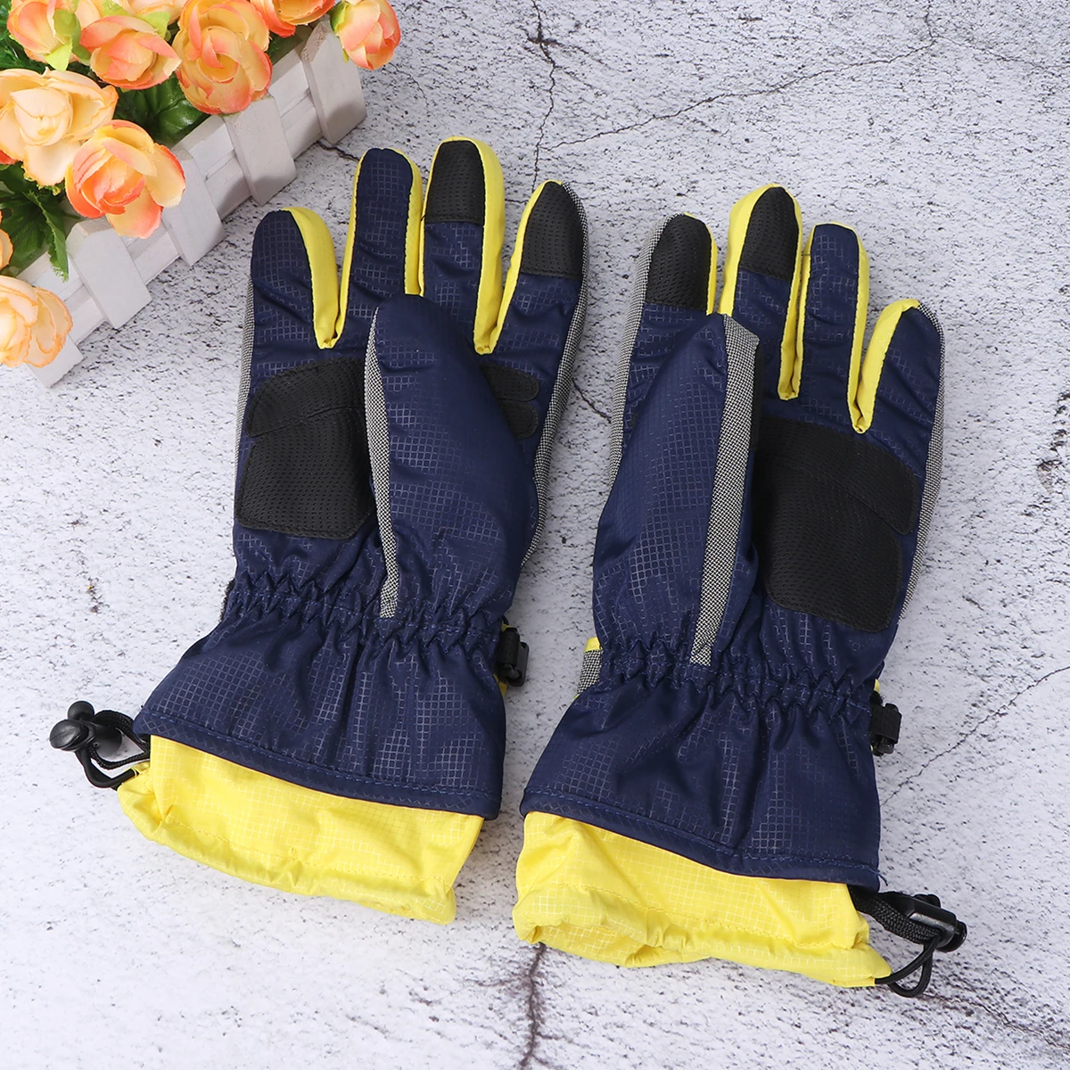 

Waterproof Warm Winter Gloves High-Density Cotton Long Cuff Skiing Gloves Windproof Snowboarding For Cold Weather Blue L