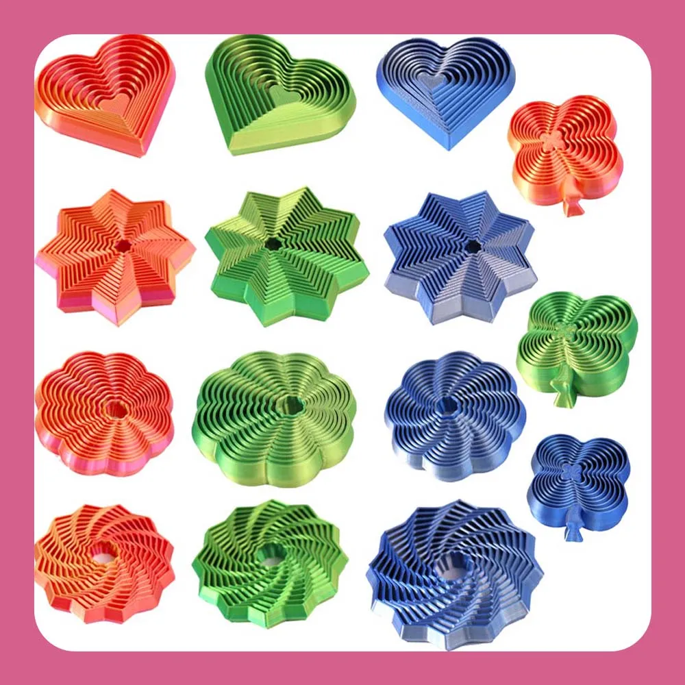 Giocattolo antistress stampato in 3D Giocattolo puzzle con torre di ravanello a forma di fiore Giocattolo antistress Fidget Stack