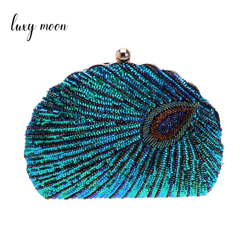 Shell Shape Women\'s Clutch Bag Sequin Purses and Handbags Luxury Designer Retro Embroidery Evening Bag Female Party Handbag Z079