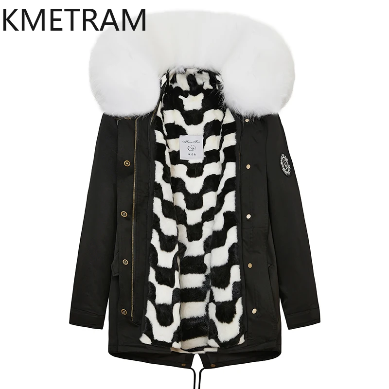 KMETRAM Natural Mink-lined Parka Removable Liner Woman Clothing Luxury Real Fur Jacket Raccoon Dog Fur Collar Winter Coats 2025