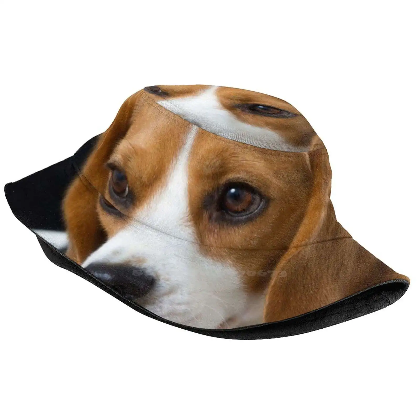 Beagle On The Black Women Men Fisherman Hats Bucket Caps Dogs Funny Puppies Puppy Cute Lovely I Love Romantic Popular Pets