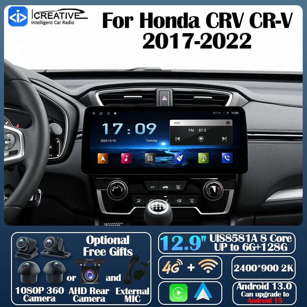 Android 13 Car Radio For Honda CRV CR-V 2017-2022 12.9inch Carplay Autoradio Auto GPS Navi  Multimedia Player Stereo All-in-One
