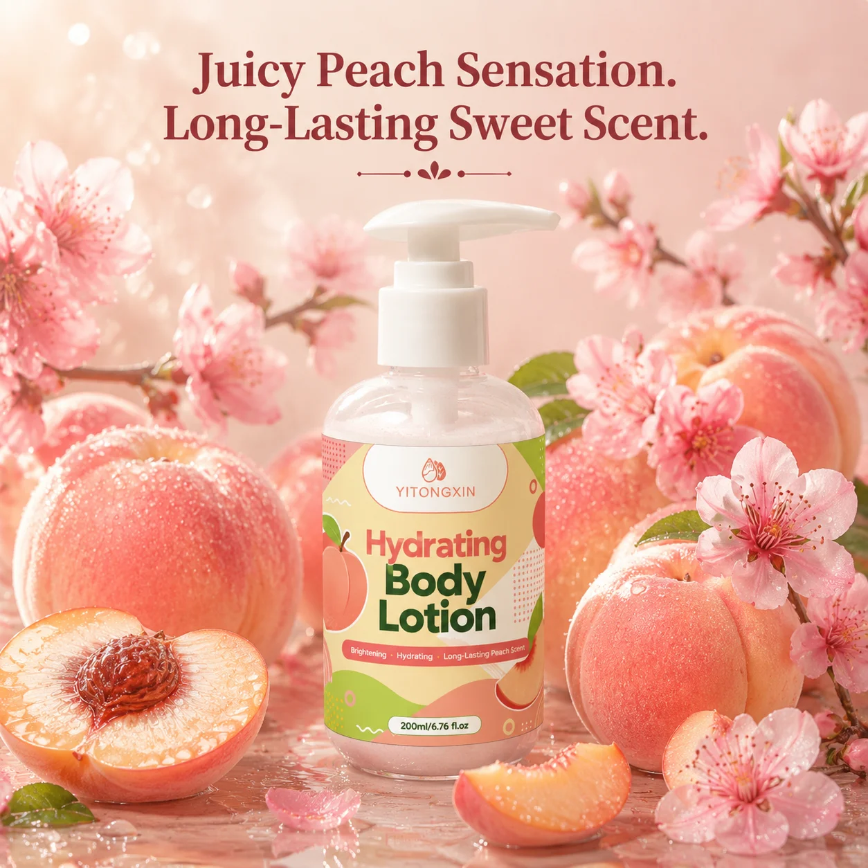 Hydrating Brightening Body Lotion with Niacinamide & Peach Extract, Peach Scent, Even Skin Tone
