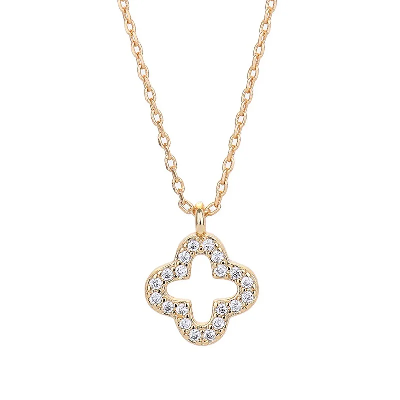 Simple Lucky Four-leaf Clover Necklace For Women Chain Charm Electroplating White-Gold and Gold Color Fashion Jewelry Pendant