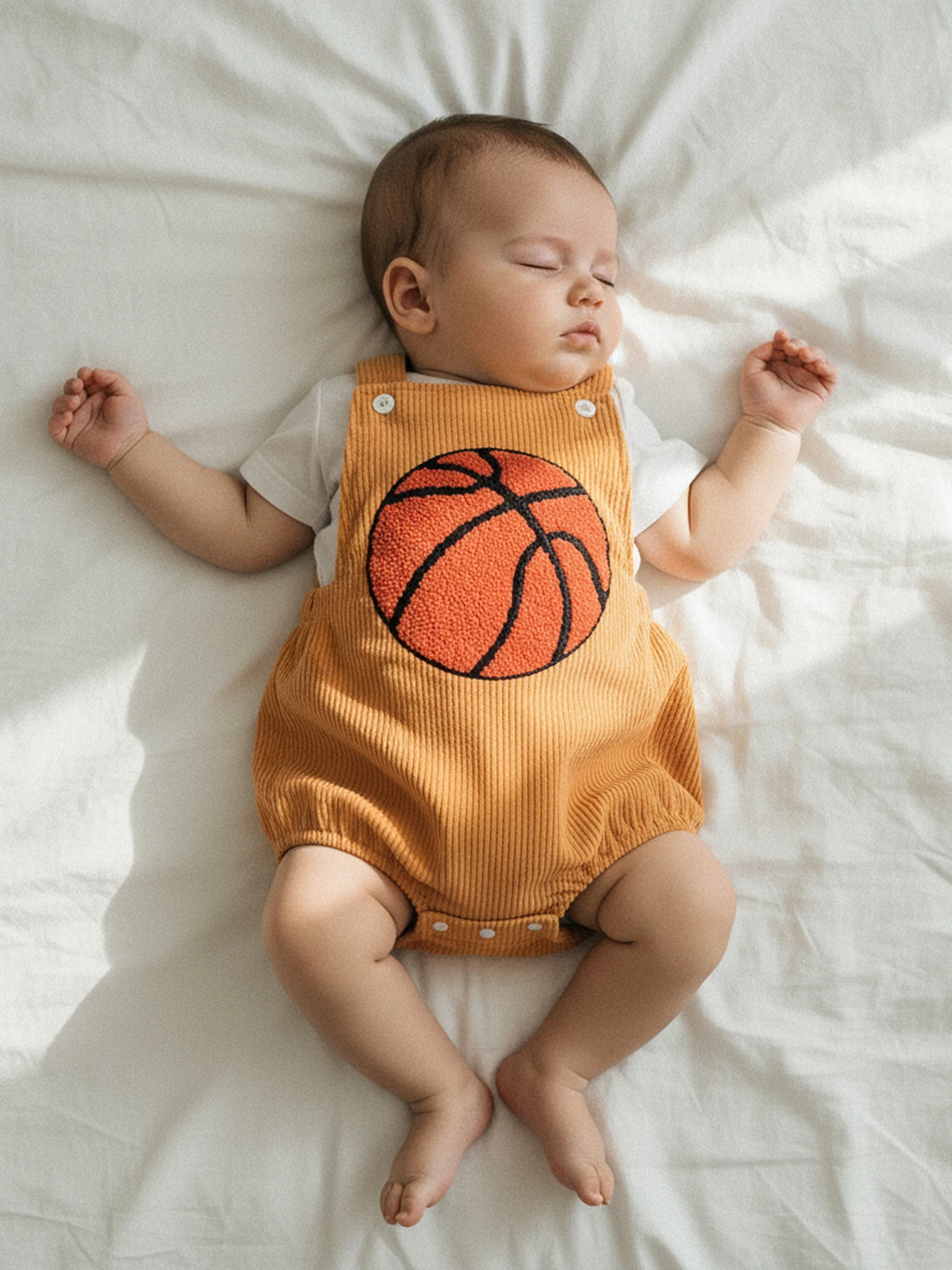 

Adorable Toddler Boy Romper with Sleeveless Design and Charming Football Embroidery Detail Perfect Bubble Jumpsuit for Your