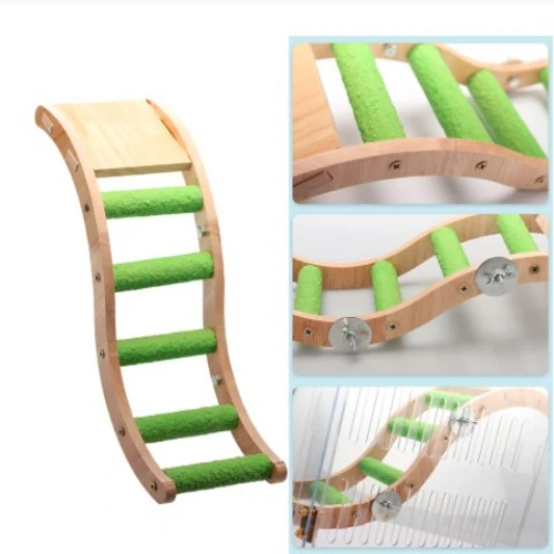 Tiger skin parrot climbing rope wooden ladder grinding claw peony bird interactive climbing ladder swing cage accessories