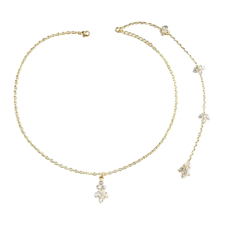 HXBF Adjustable Back Necklace with Extension Chain and Sparkling Detail for Wedding Dresses, Proms, and Parties