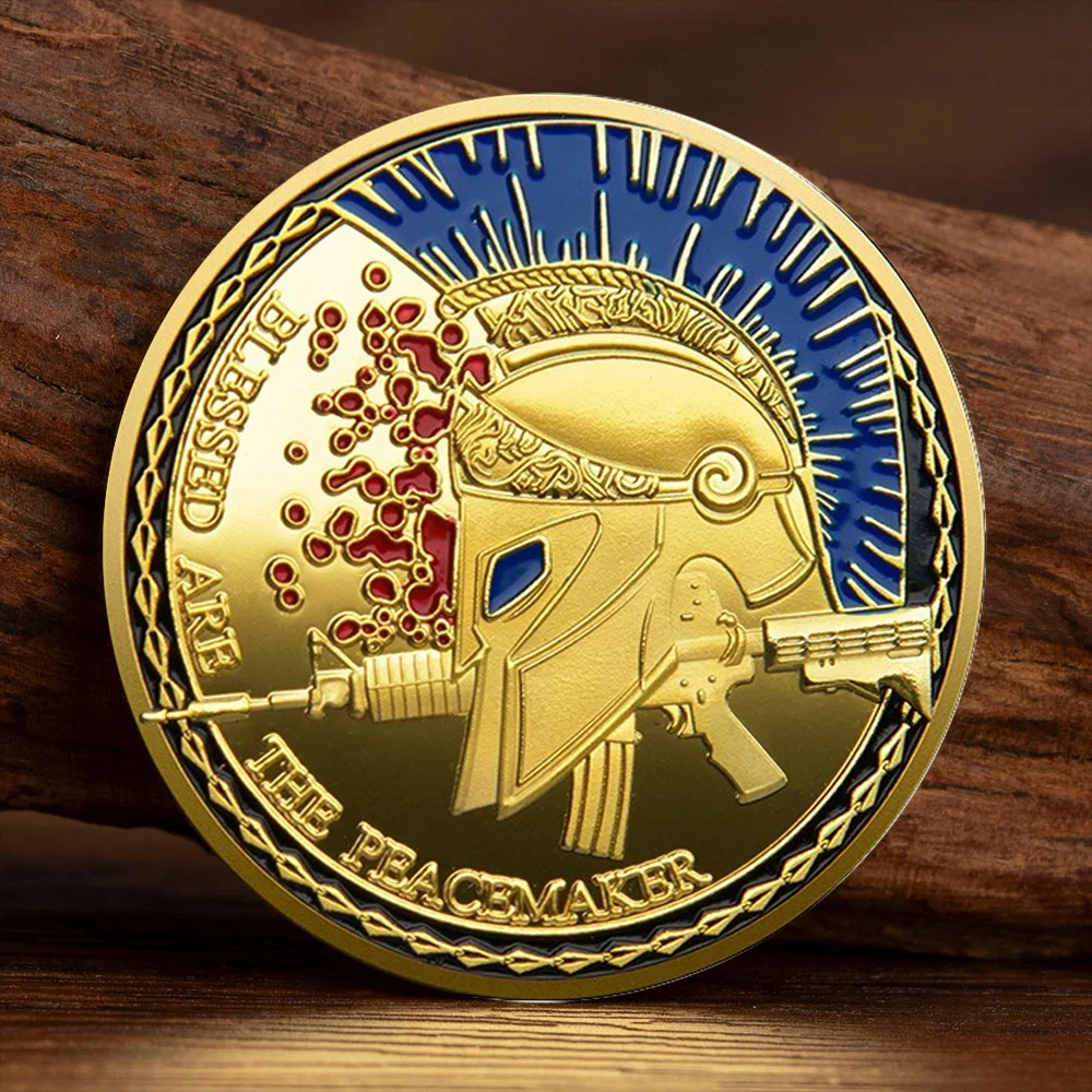 European and American Military Police Officer Commemorative Coin, Gold-plated Helmet Sniper Rifle Challenge Coin