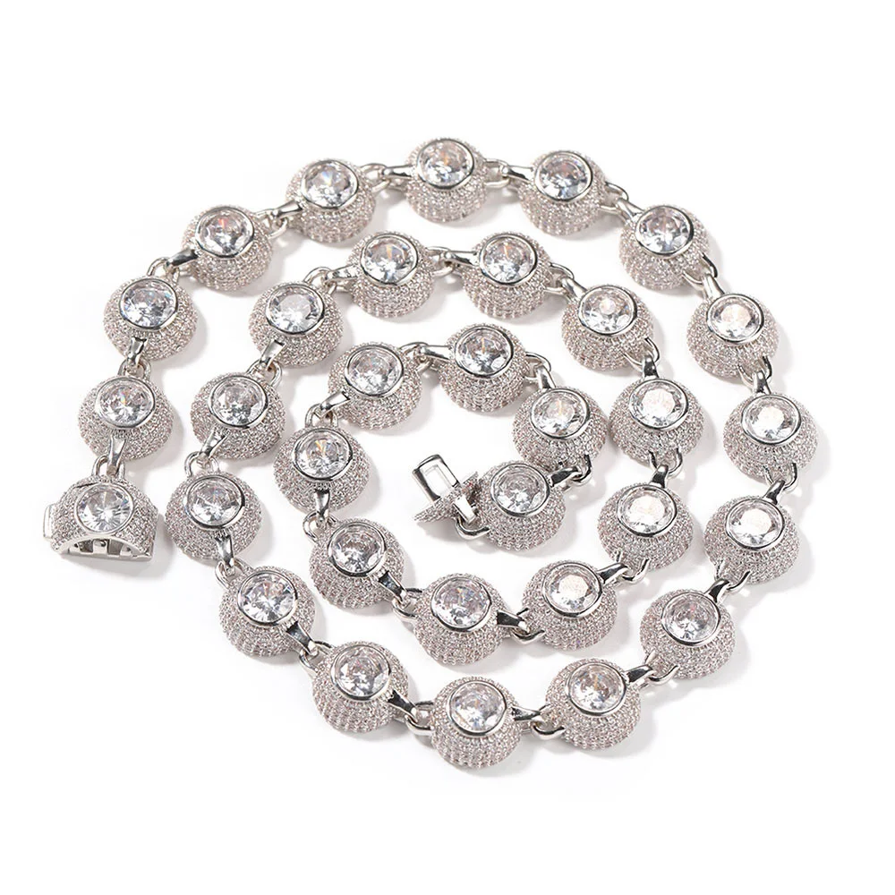 

7"-20" Hip Hop 5A+ CZ Stone Paved Bling Iced Out Beads Link Chain Necklaces for Men Rapper Jewelry Drop Shipping